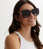 New Look Black Chain Oversized Sunglasses